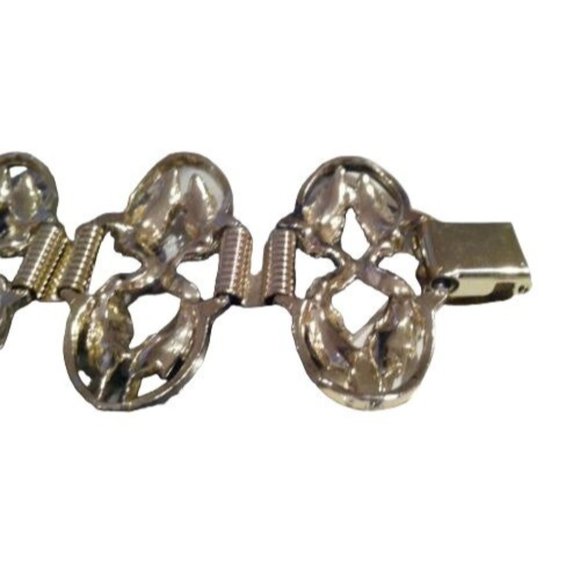 Vintage Book Chain Golden Link Bracelet Whimsical Leaves Design Sustainable Gift - Picture 4 of 5